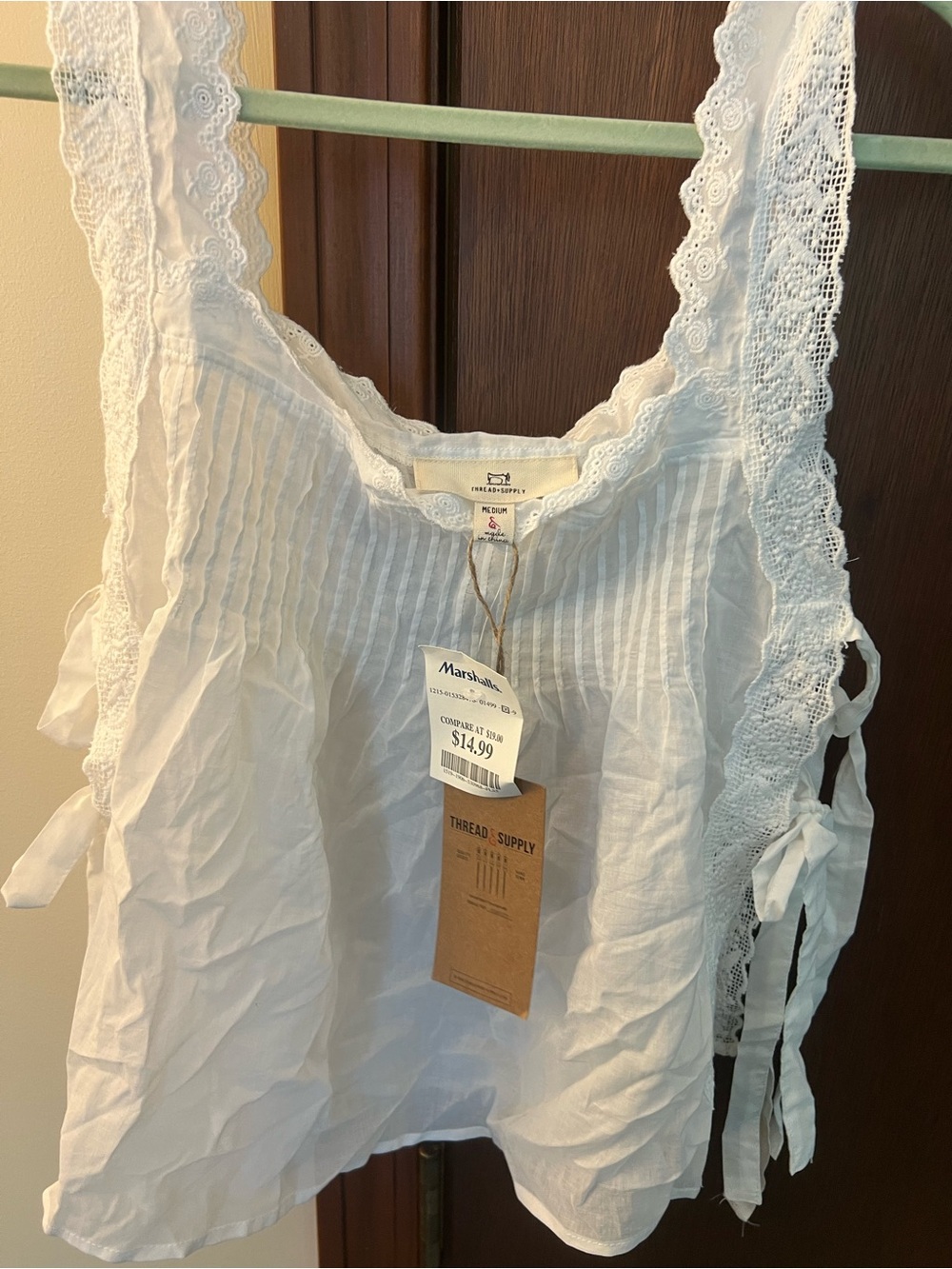 Thread & Supply White Lace Trim Sleeveless Blouse Medium NWT